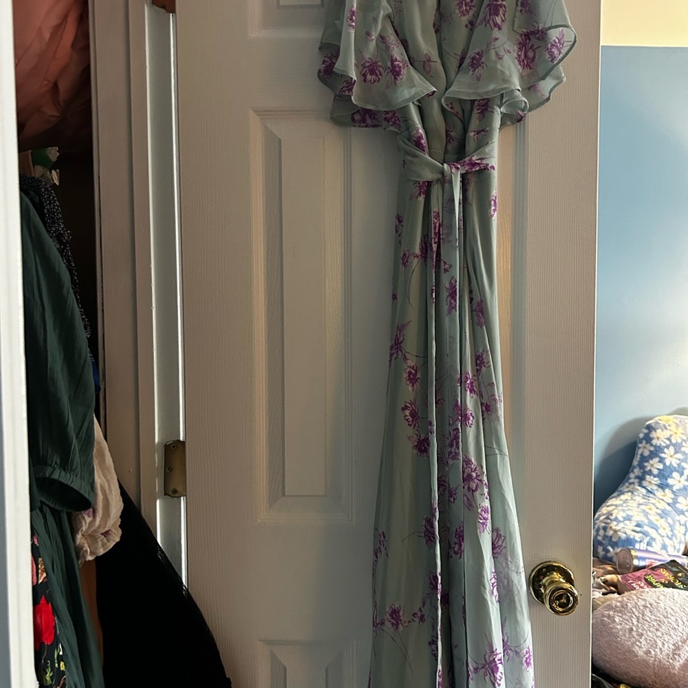 Floral Maxi Dress with Ruffle Sleeves Lulus - Picture 4 of 4